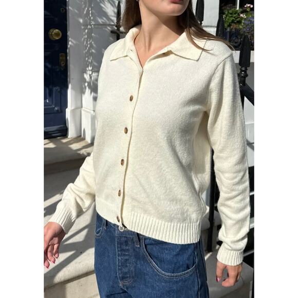 Brandy Melville Elise Wool Cream button Cardigan Sweater - Picture 1 of 6